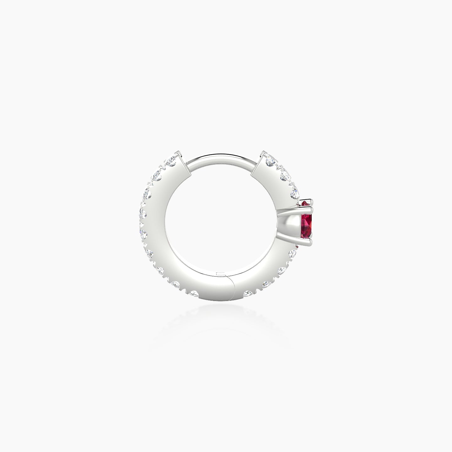 Inanna | 18k White Gold 6.5 mm Round Ruby & Diamond Hoop Piercing