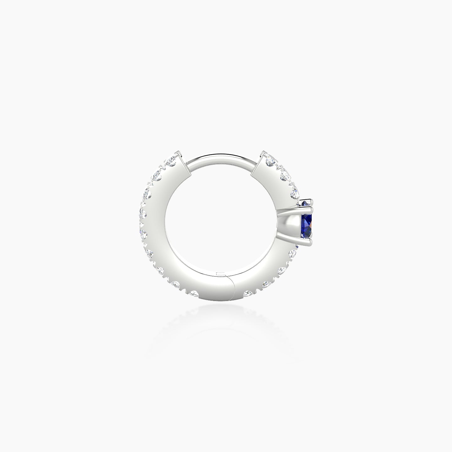 Inanna | 18k White Gold 6.5 mm Round Sapphire & Diamond Hoop Piercing