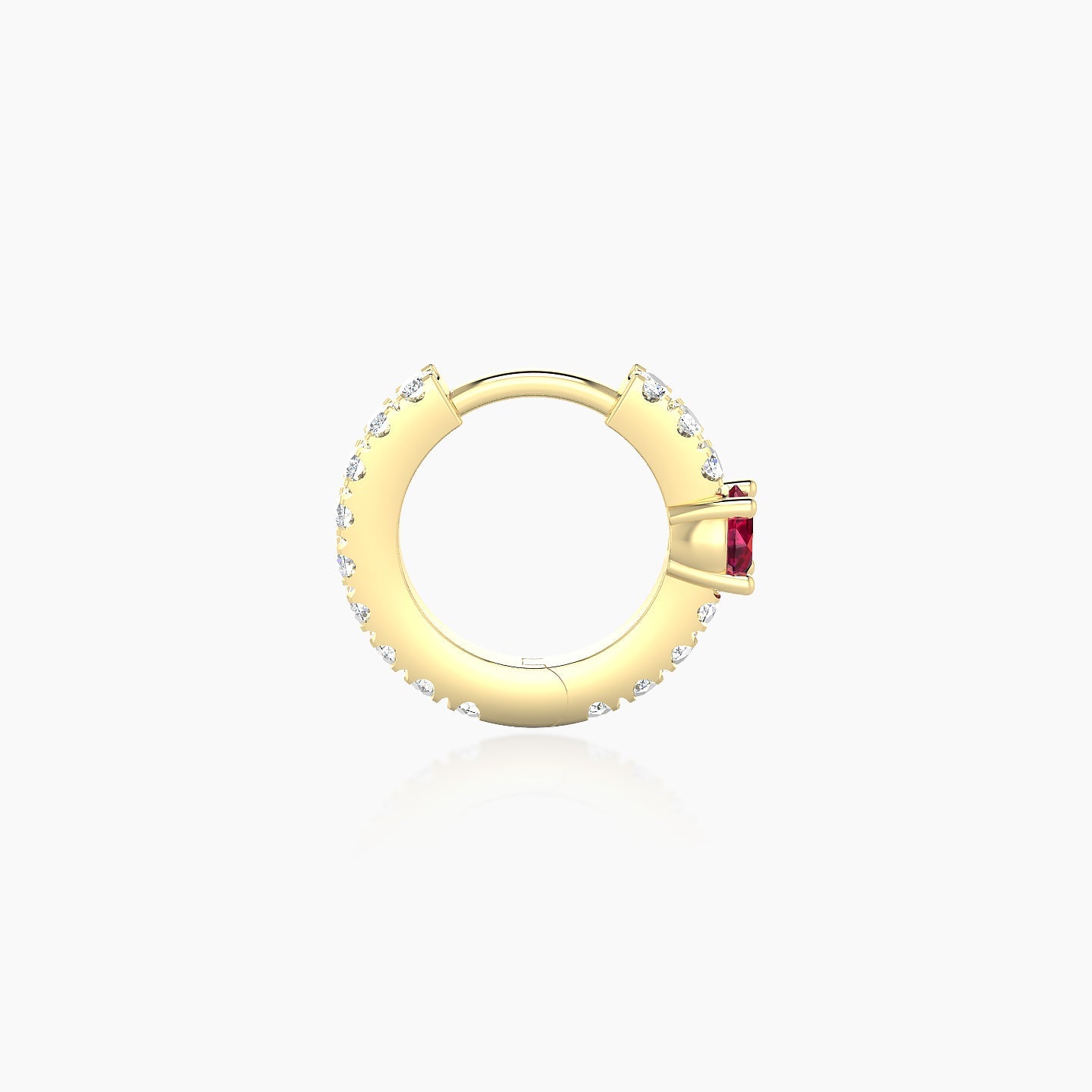 Inanna | 18k Yellow Gold 6.5 mm Round Ruby & Diamond Hoop Piercing