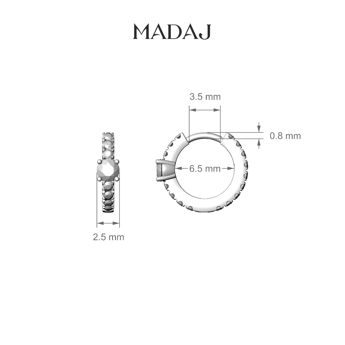 Inanna | 18k White Gold 6.5 mm Round Ruby & Diamond Hoop Piercing