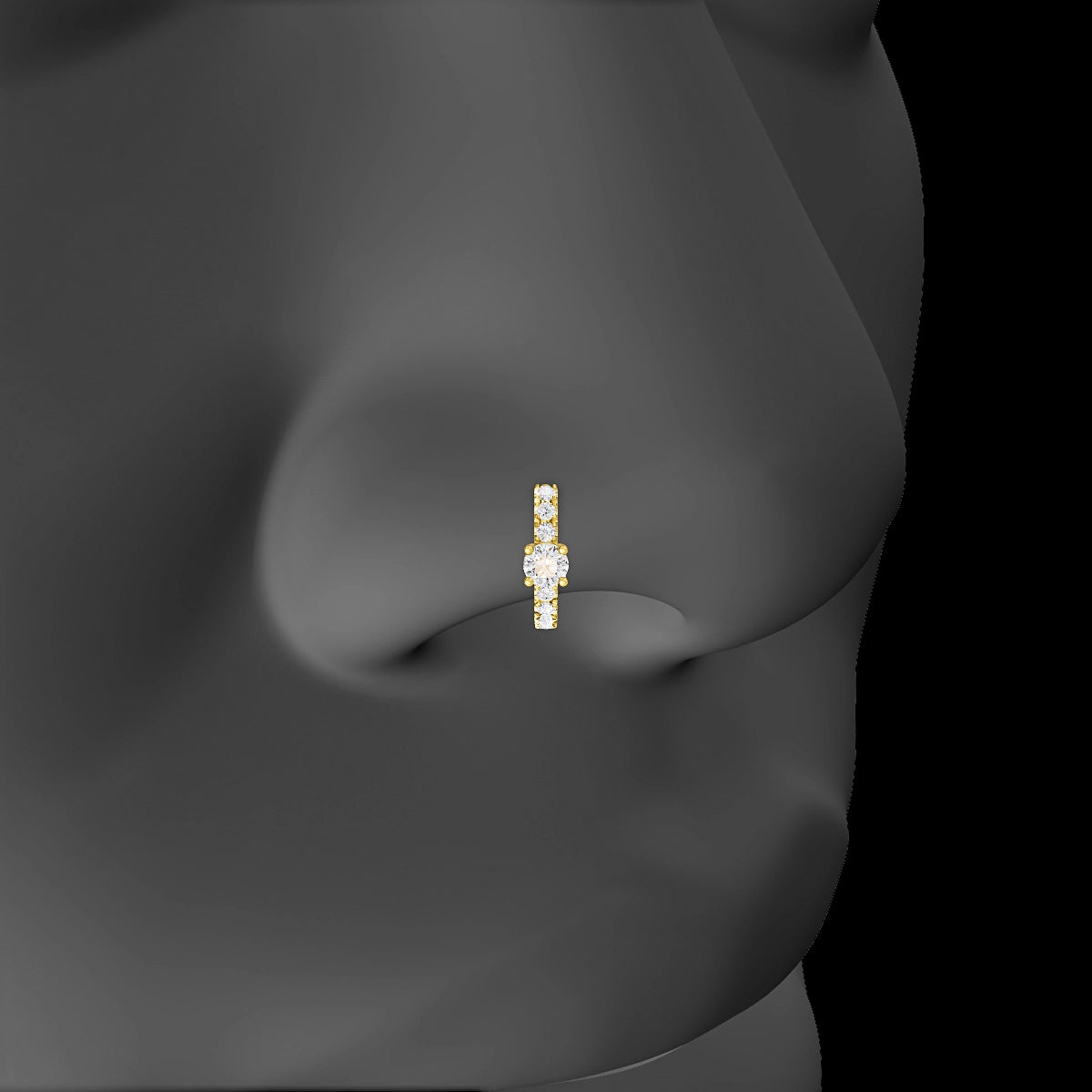 Inanna | 18k Yellow Gold 6.5 mm Round Diamond Nose Ring Piercing