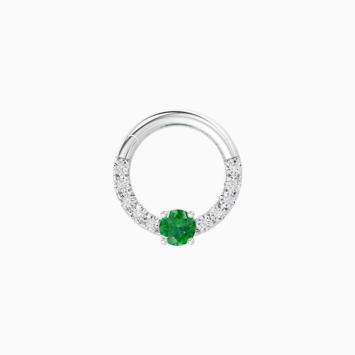 Inanna | 18k White Gold 6.5 mm Round Emerald & Diamond Septum Piercing