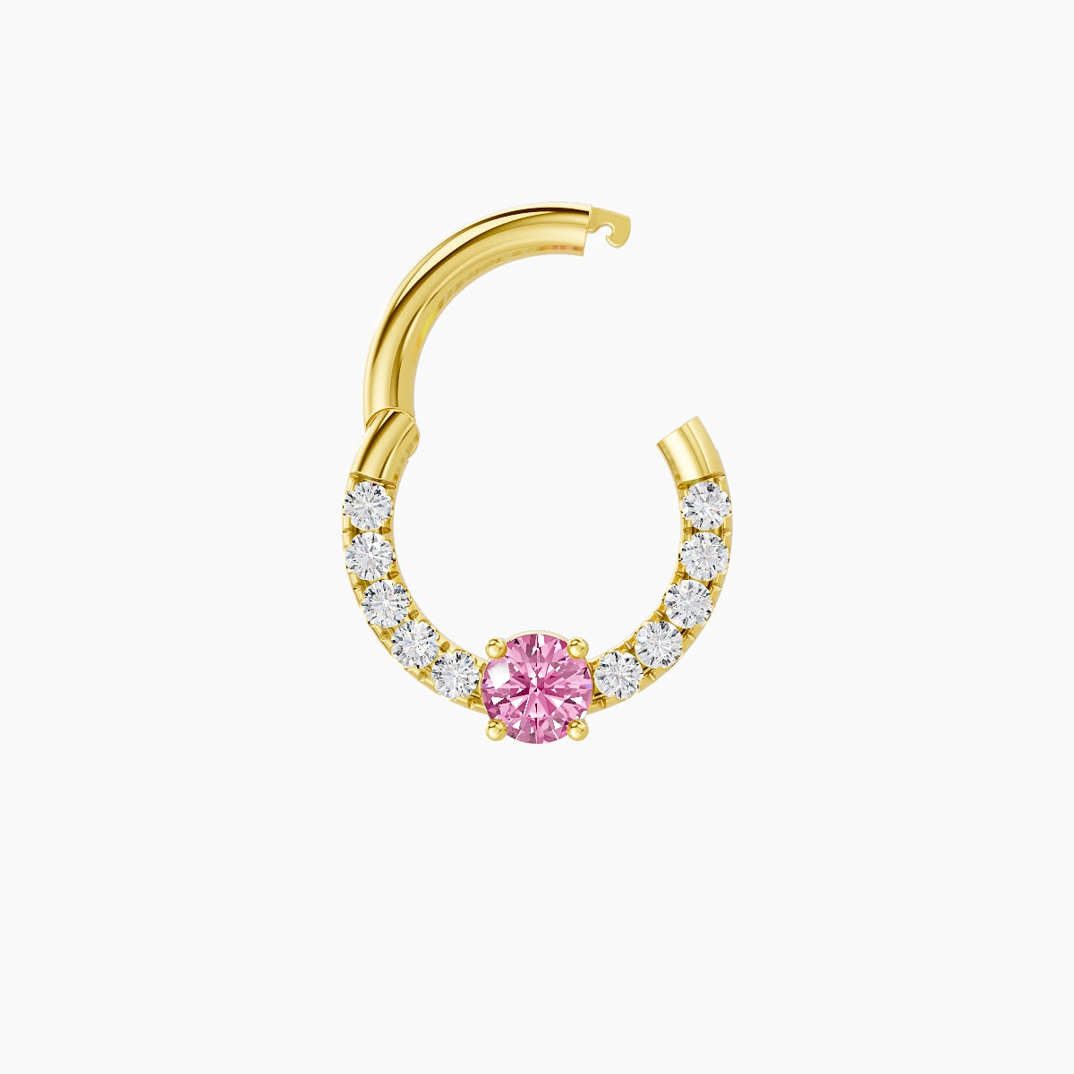 Inanna | 18k Yellow Gold 6.5 mm Round Pink Sapphire & Diamond Septum Piercing