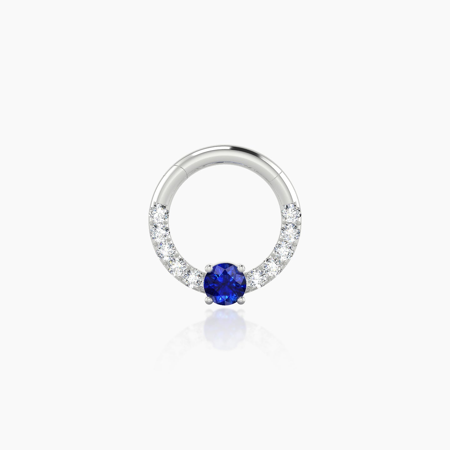 Inanna | 18k White Gold 6.5 mm Round Sapphire & Diamond Septum Piercing