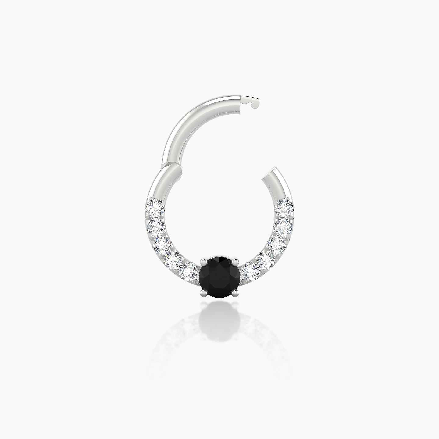 Inanna | 18k White Gold 6.5 mm Round Black Diamond & Diamond Septum Piercing