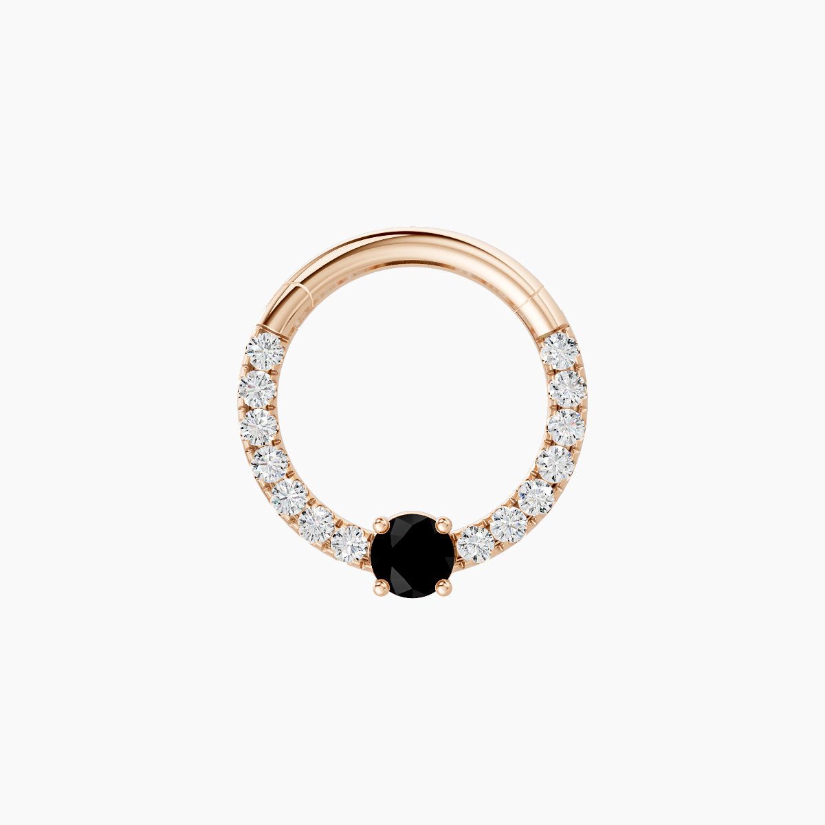 Inanna | 18k Rose Gold 8 mm Round Black Diamond & Diamond Daith Piercing