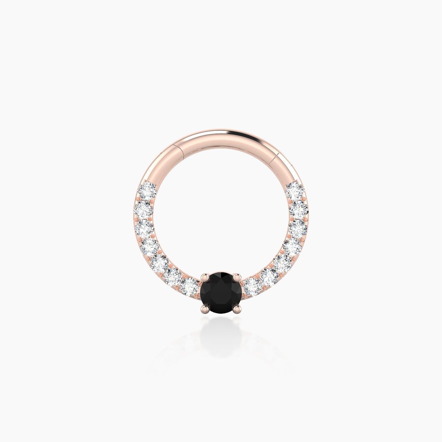 Inanna | 18k Rose Gold 8 mm Round Black Diamond & Diamond Daith Piercing