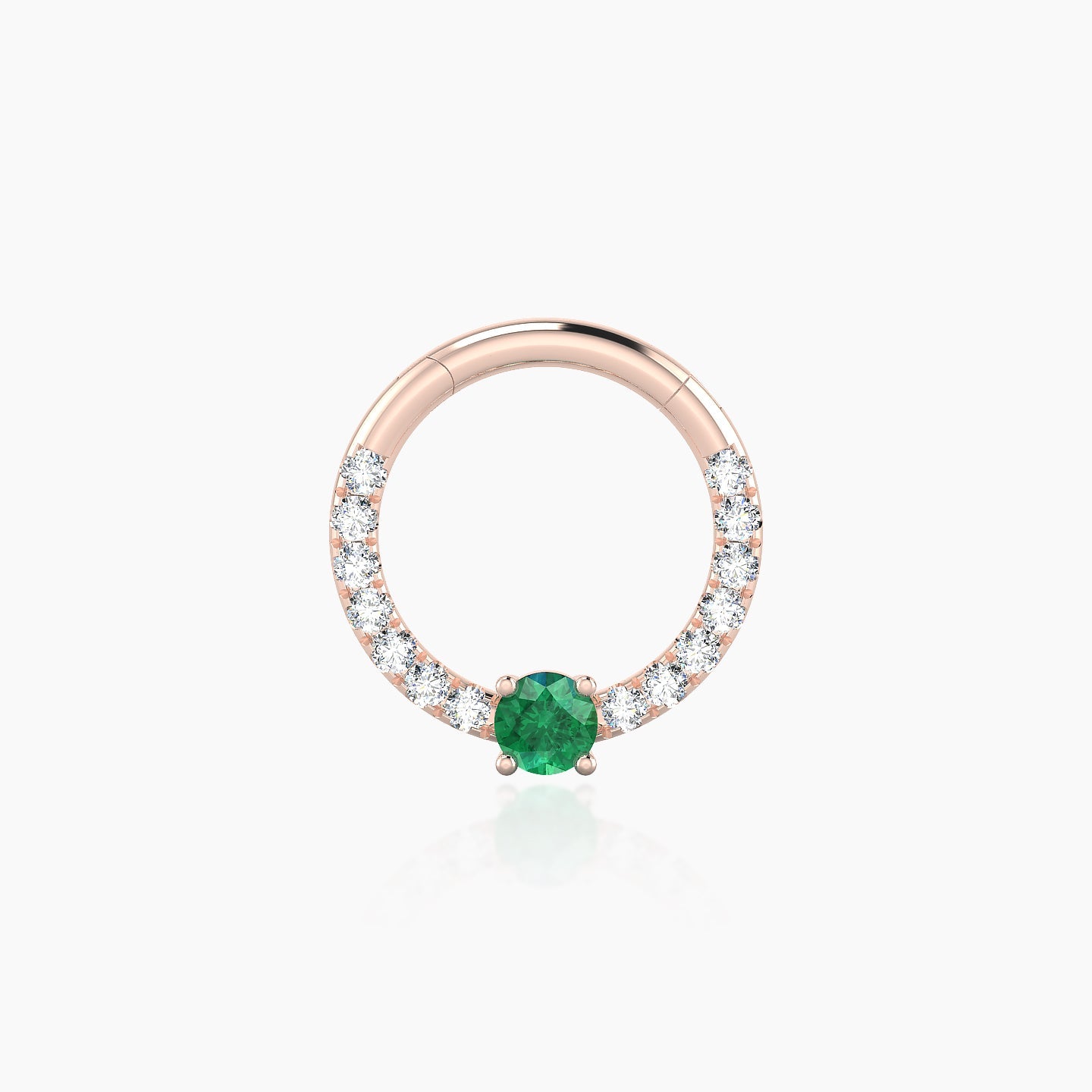 Inanna | 18k Rose Gold 8 mm Round Emerald & Diamond Daith Piercing