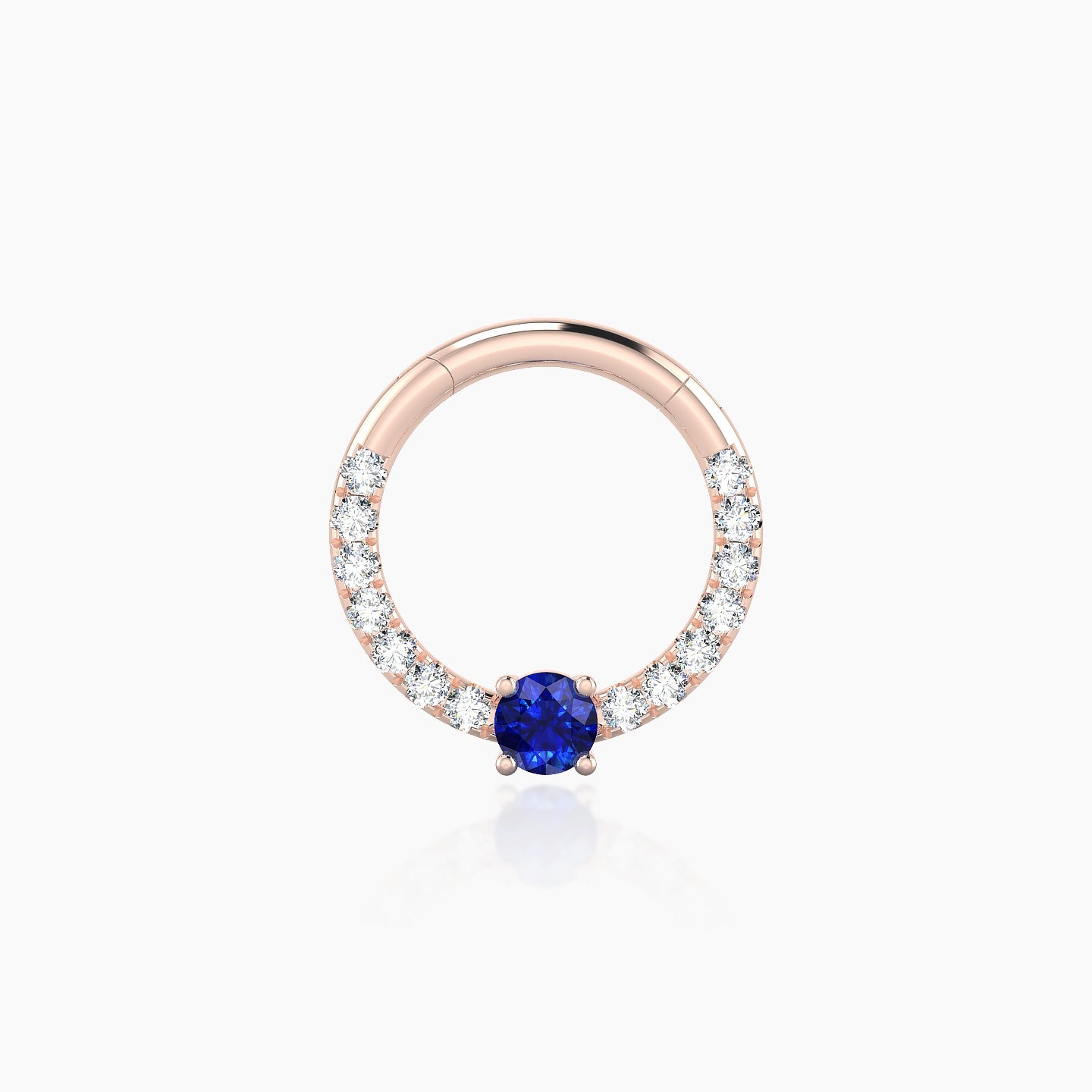 Inanna | 18k Rose Gold 8 mm Round Sapphire & Diamond Daith Piercing