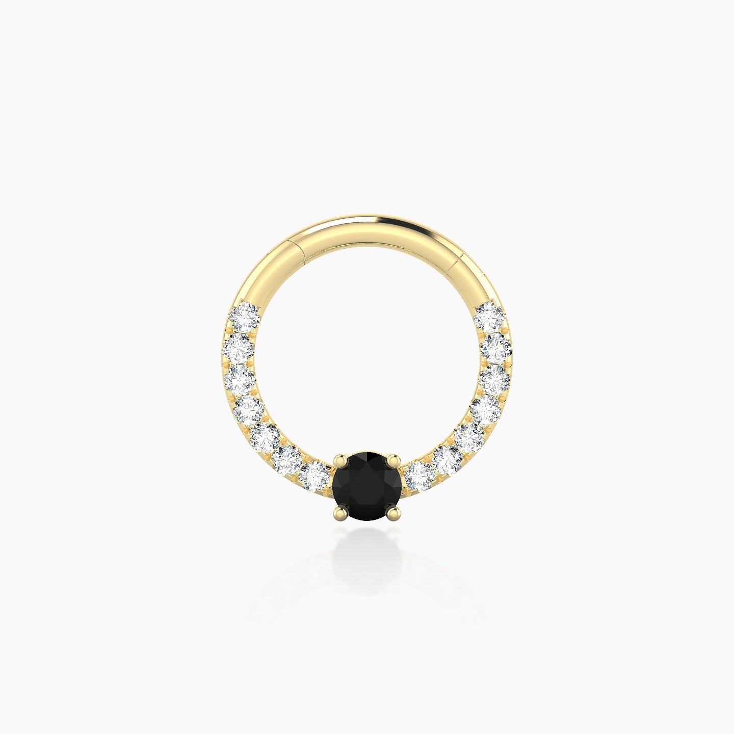 Inanna | 18k Yellow Gold 8 mm Round Black Diamond & Diamond Daith Piercing