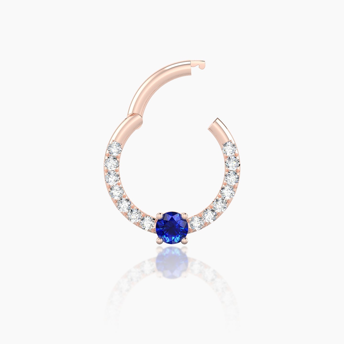 Inanna | 18k Rose Gold 8 mm Round Sapphire & Diamond Daith Piercing