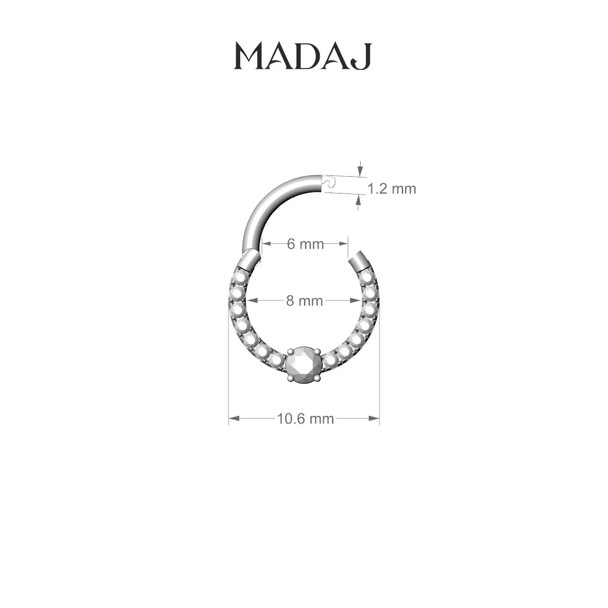Inanna | 18k Yellow Gold 8 mm Round Diamond Daith Piercing