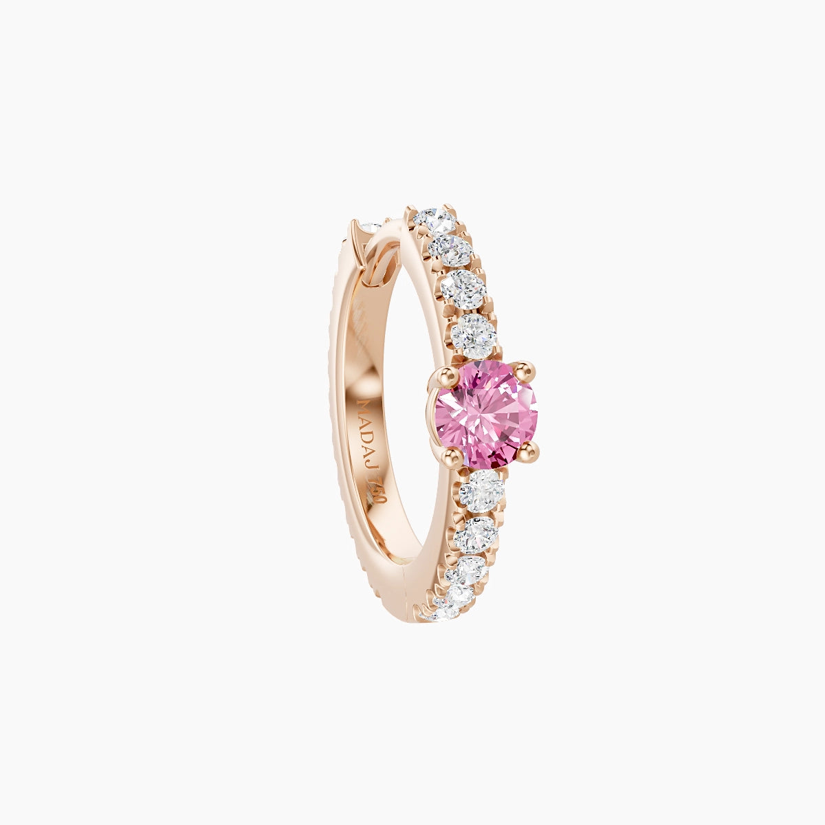 Inanna | 18k Rose Gold 8 mm Round Pink Sapphire & Diamond Hoop Piercing