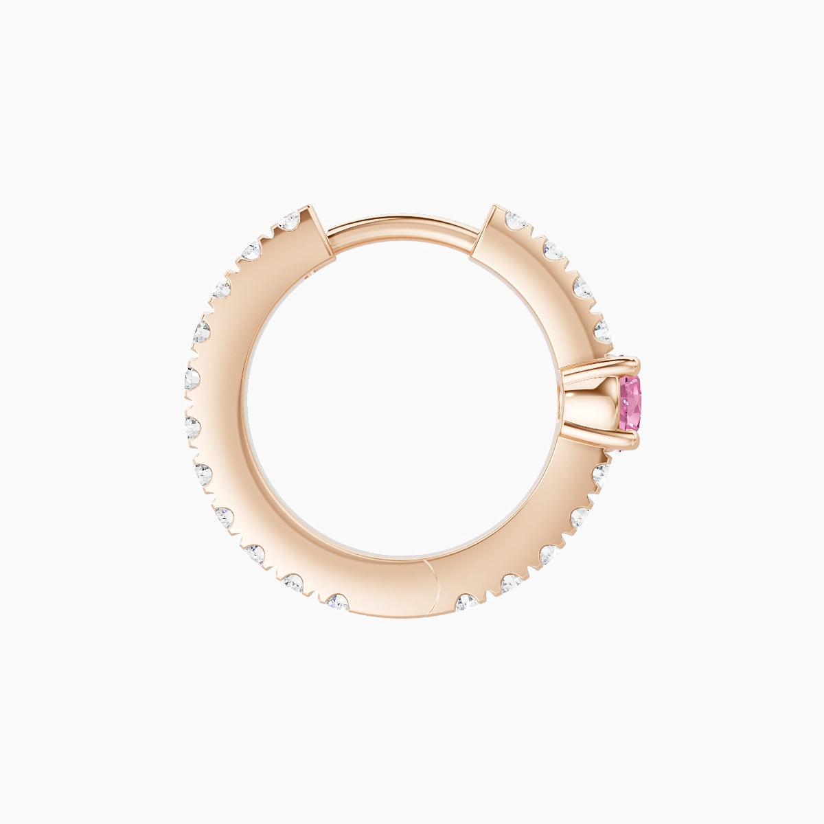 Inanna | 18k Rose Gold 8 mm Round Pink Sapphire & Diamond Hoop Piercing