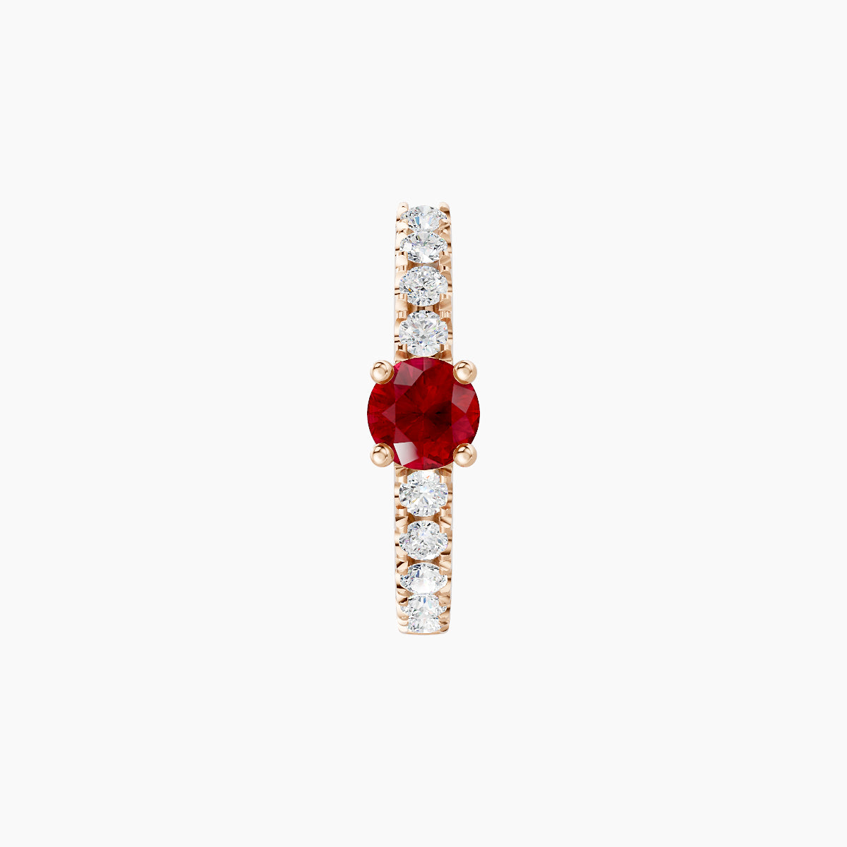 Inanna | 18k Rose Gold 8 mm Round Ruby & Diamond Hoop Piercing