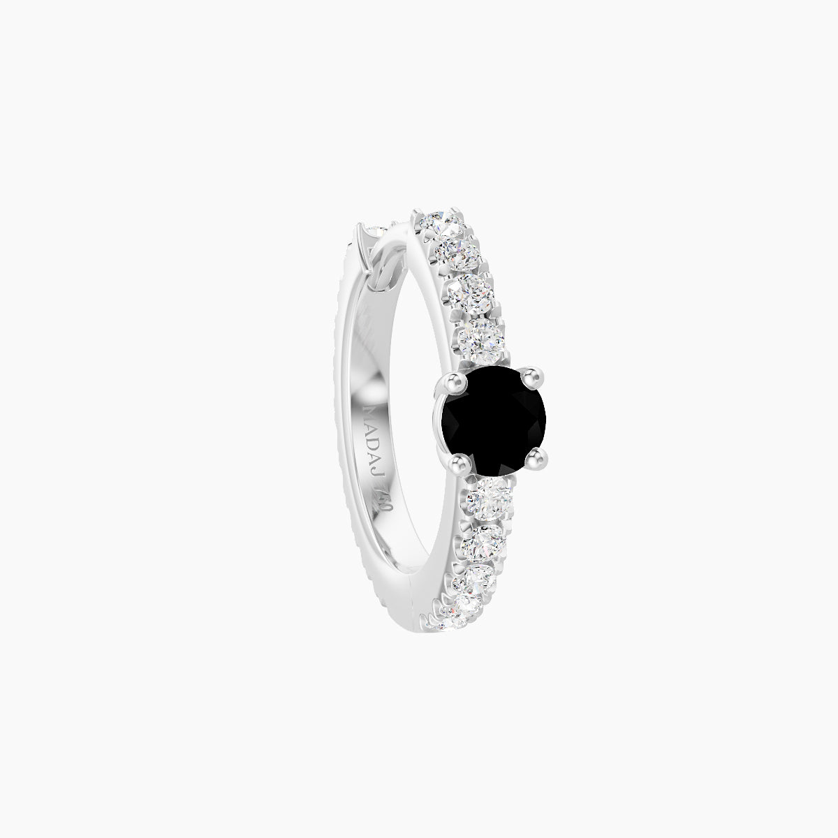 Inanna | 18k White Gold 8 mm Round Black Diamond & Diamond Hoop Piercing