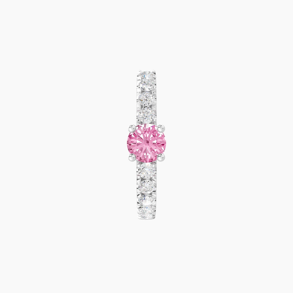 Inanna | 18k White Gold 8 mm Round Pink Sapphire & Diamond Hoop Piercing