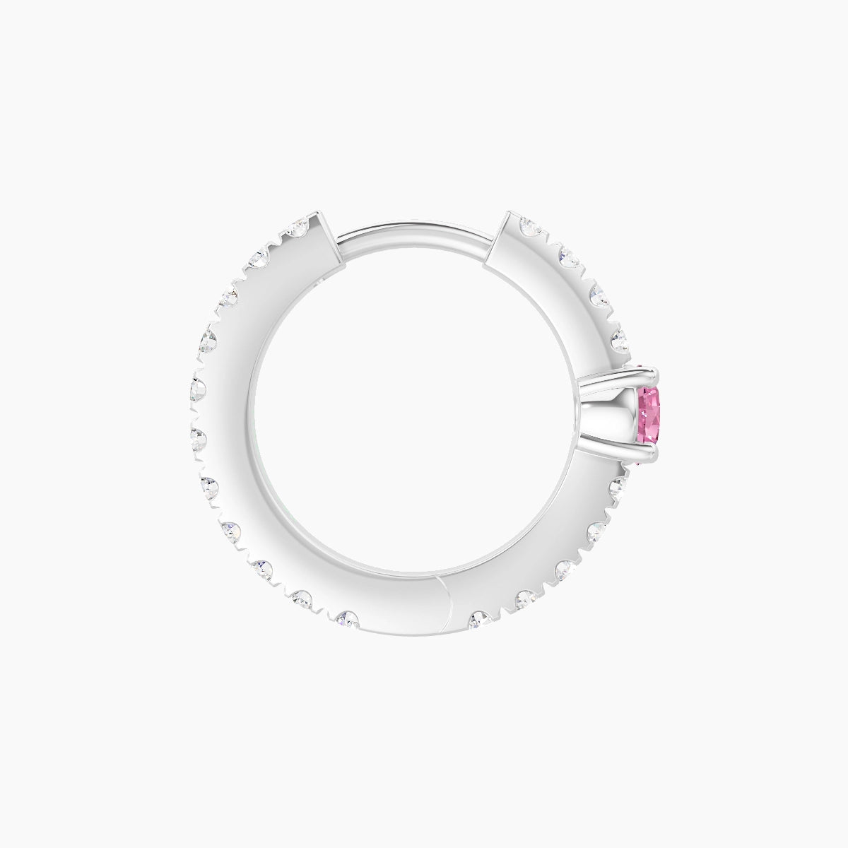 Inanna | 18k White Gold 8 mm Round Pink Sapphire & Diamond Hoop Piercing