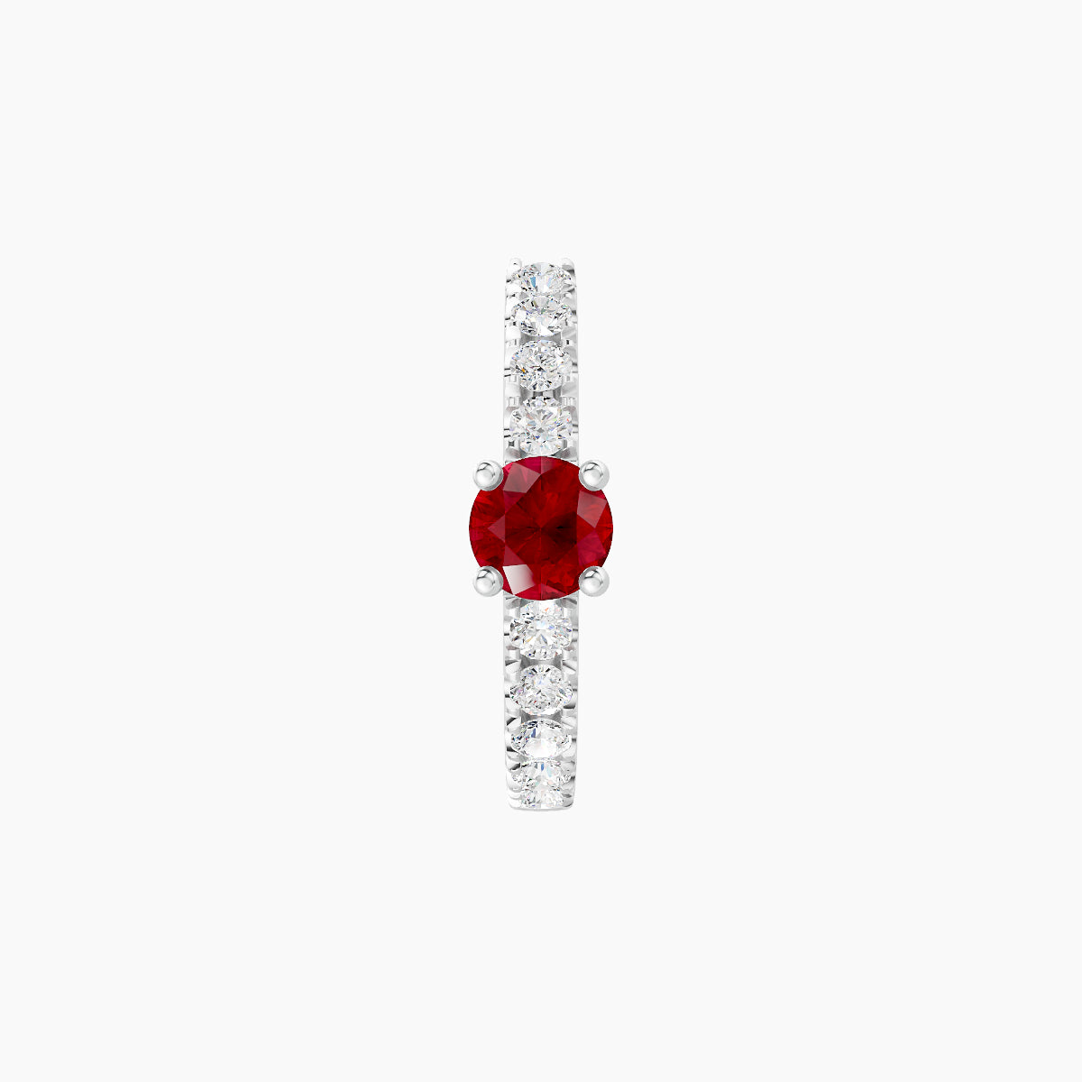 Inanna | 18k White Gold 8 mm Round Ruby & Diamond Hoop Piercing