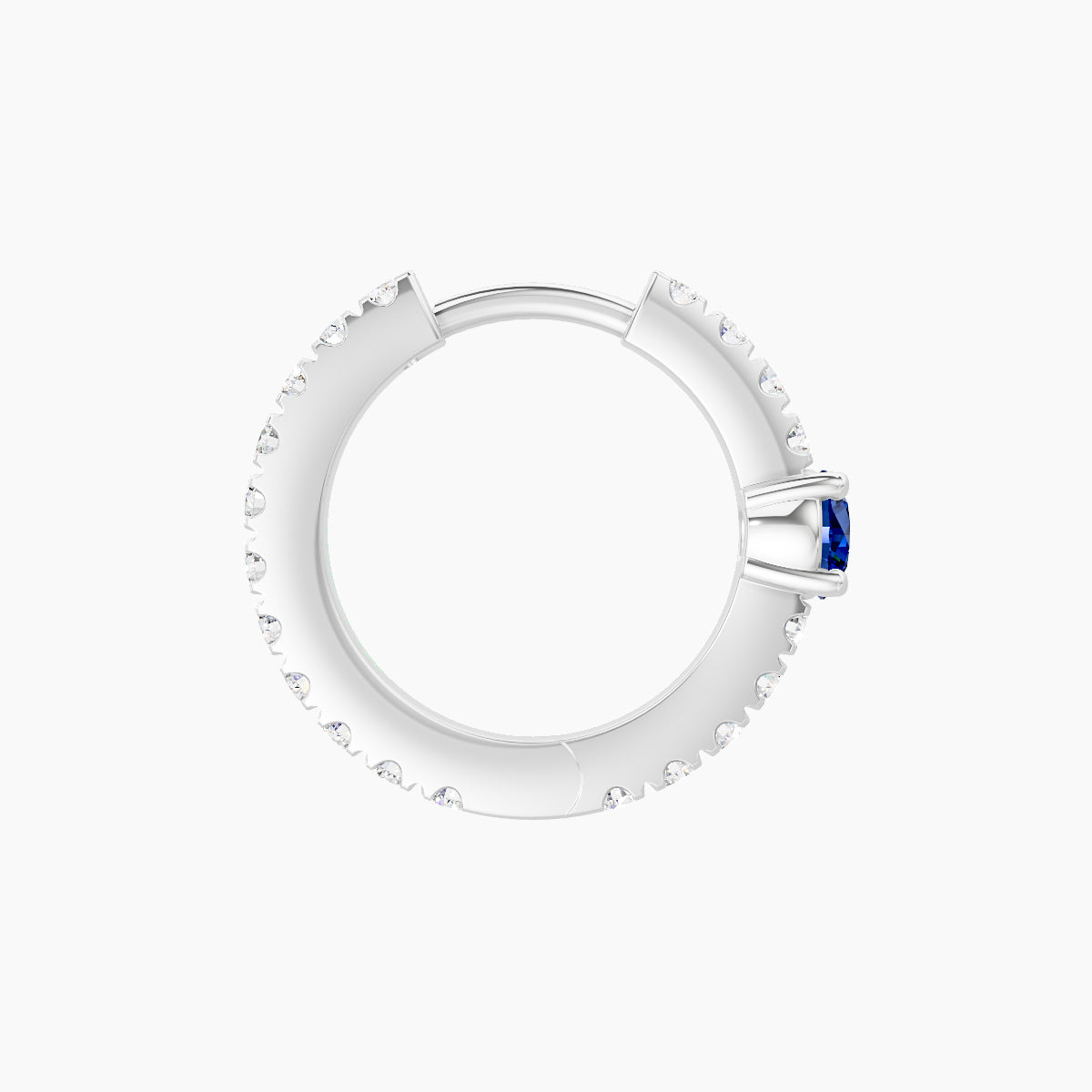 Inanna | 18k White Gold 8 mm Round Sapphire & Diamond Hoop Piercing