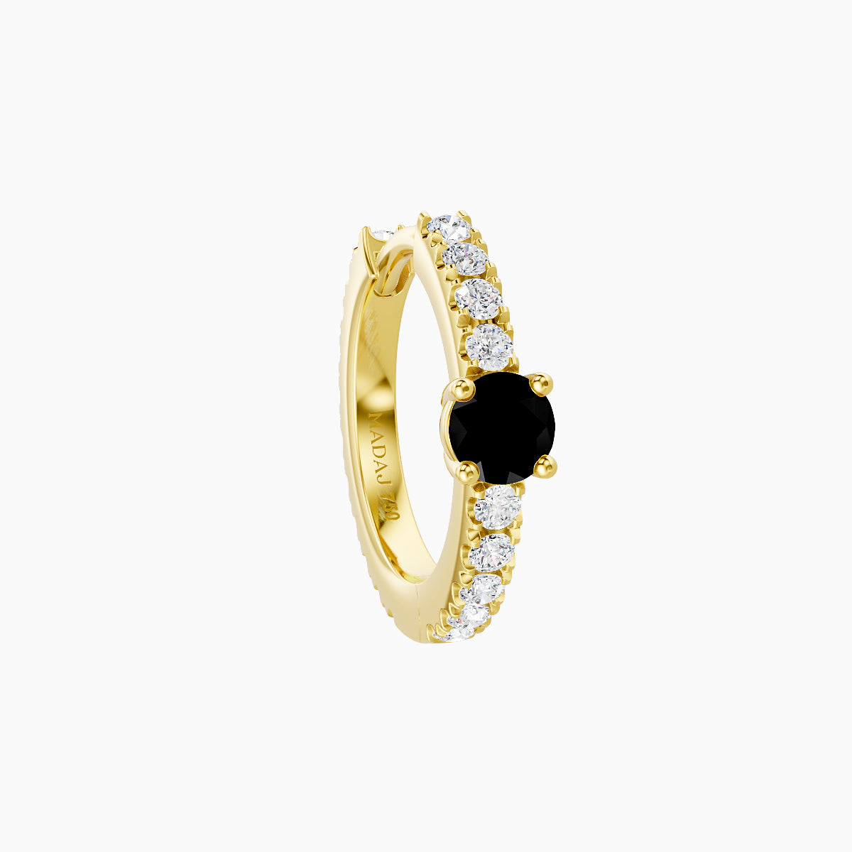 Inanna | 18k Yellow Gold 8 mm Round Black Diamond & Diamond Hoop Piercing