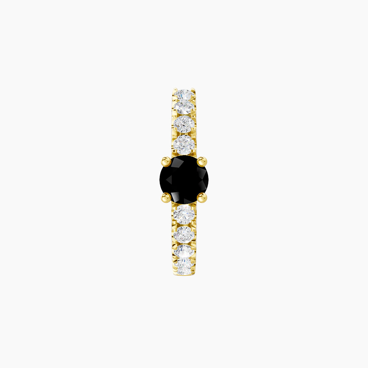 Inanna | 18k Yellow Gold 8 mm Round Black Diamond & Diamond Hoop Piercing