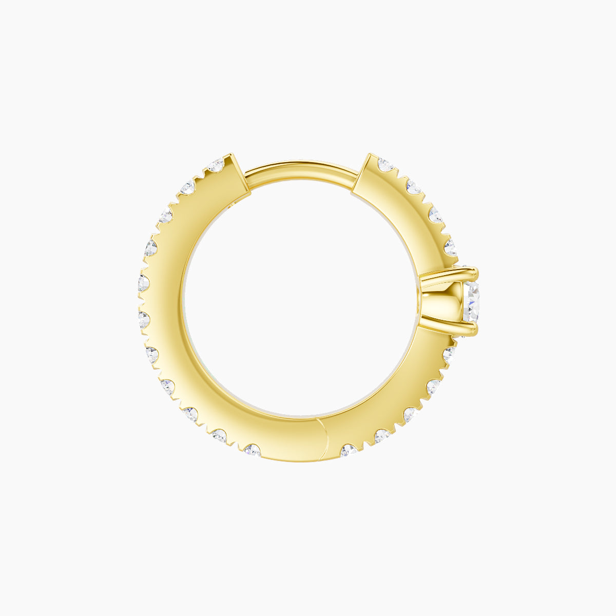 Inanna | 18k Yellow Gold 8 mm Round Diamond Hoop Piercing