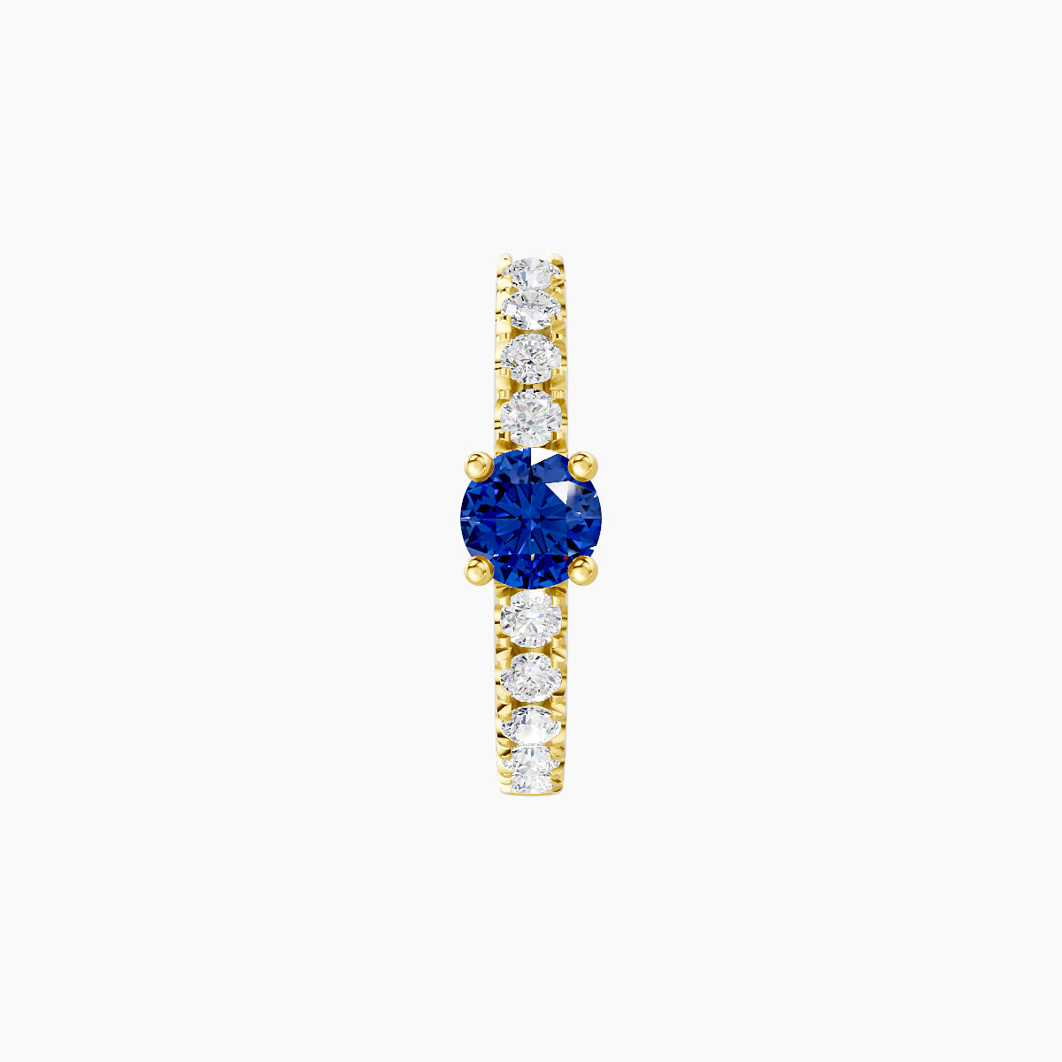 Inanna | 18k Yellow Gold 8 mm Round Sapphire & Diamond Hoop Piercing