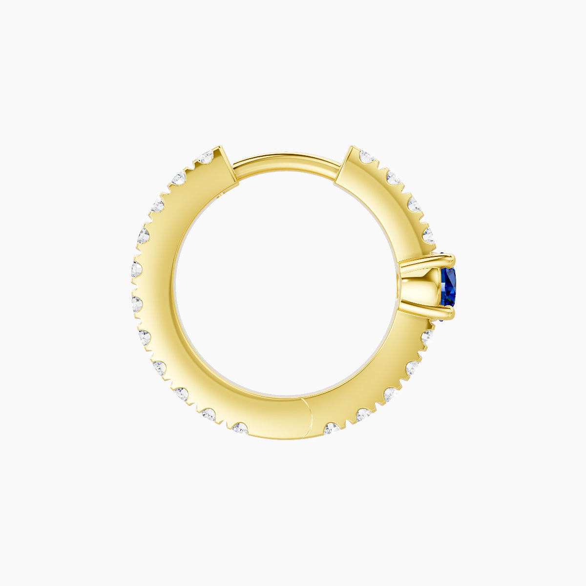 Inanna | 18k Yellow Gold 8 mm Round Sapphire & Diamond Hoop Piercing