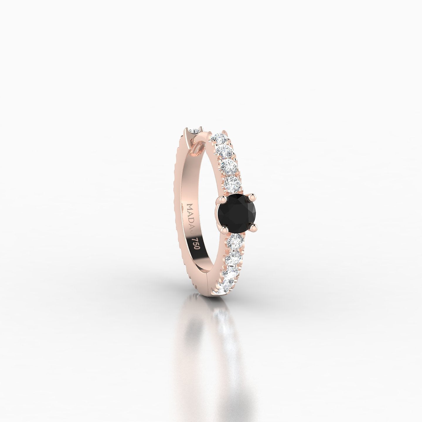 Inanna | 18k Rose Gold 8 mm Round Black Diamond & Diamond Hoop Piercing