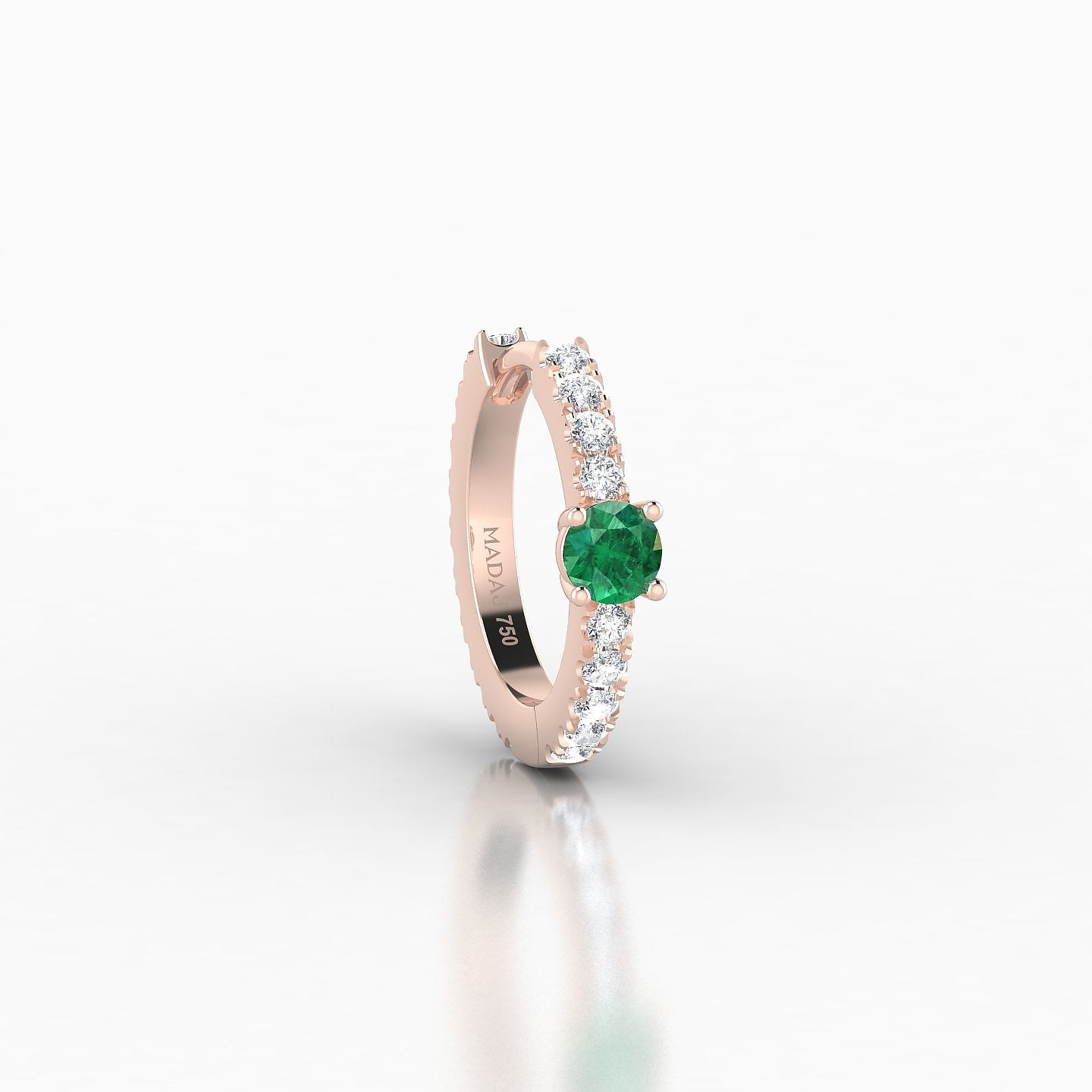 Inanna | 18k Rose Gold 8 mm Round Emerald & Diamond Hoop Piercing