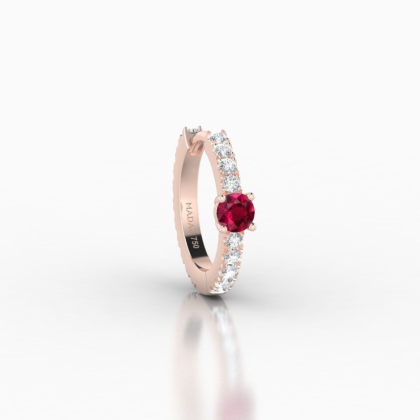 Inanna | 18k Rose Gold 8 mm Round Ruby & Diamond Hoop Piercing