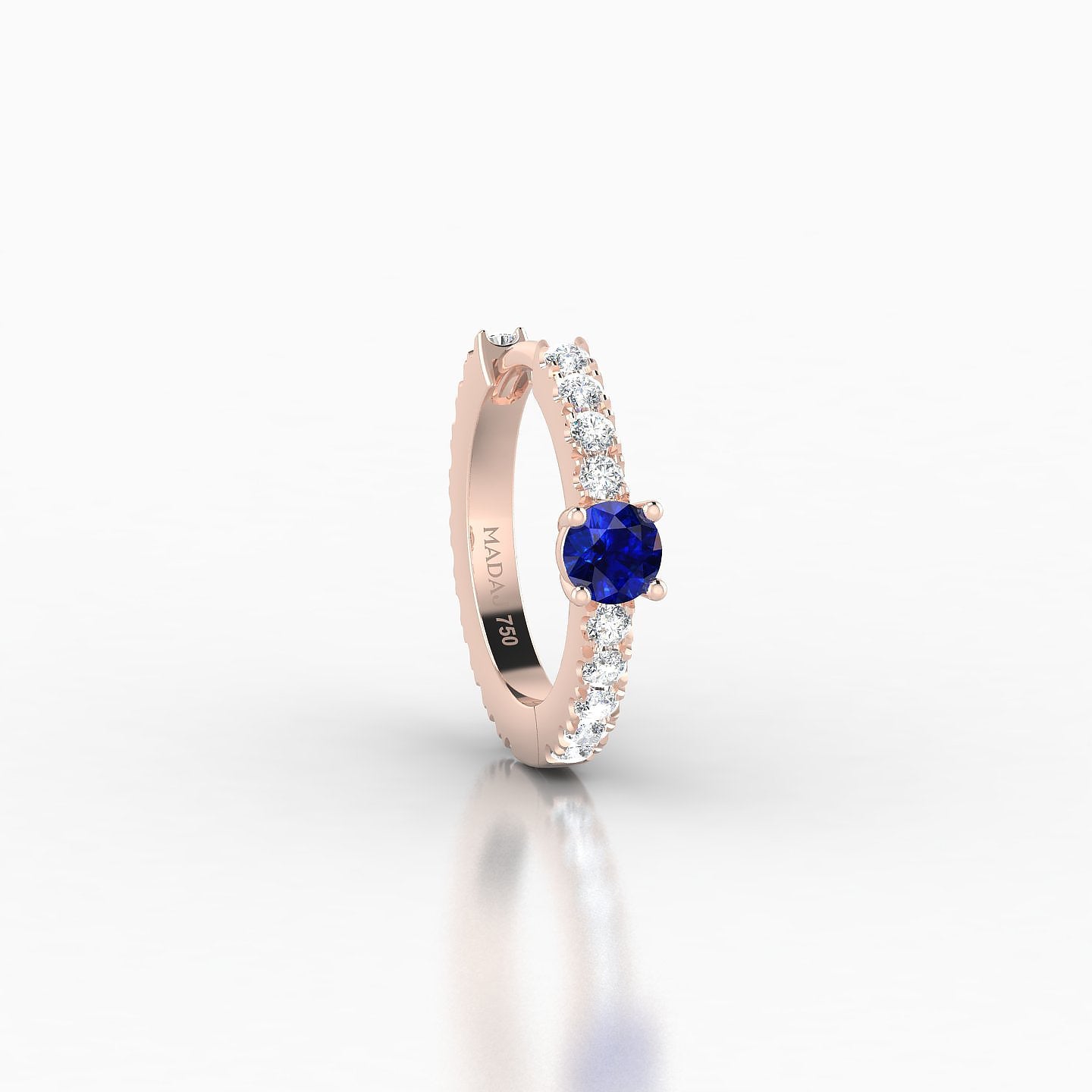 Inanna | 18k Rose Gold 8 mm Round Sapphire & Diamond Hoop Piercing