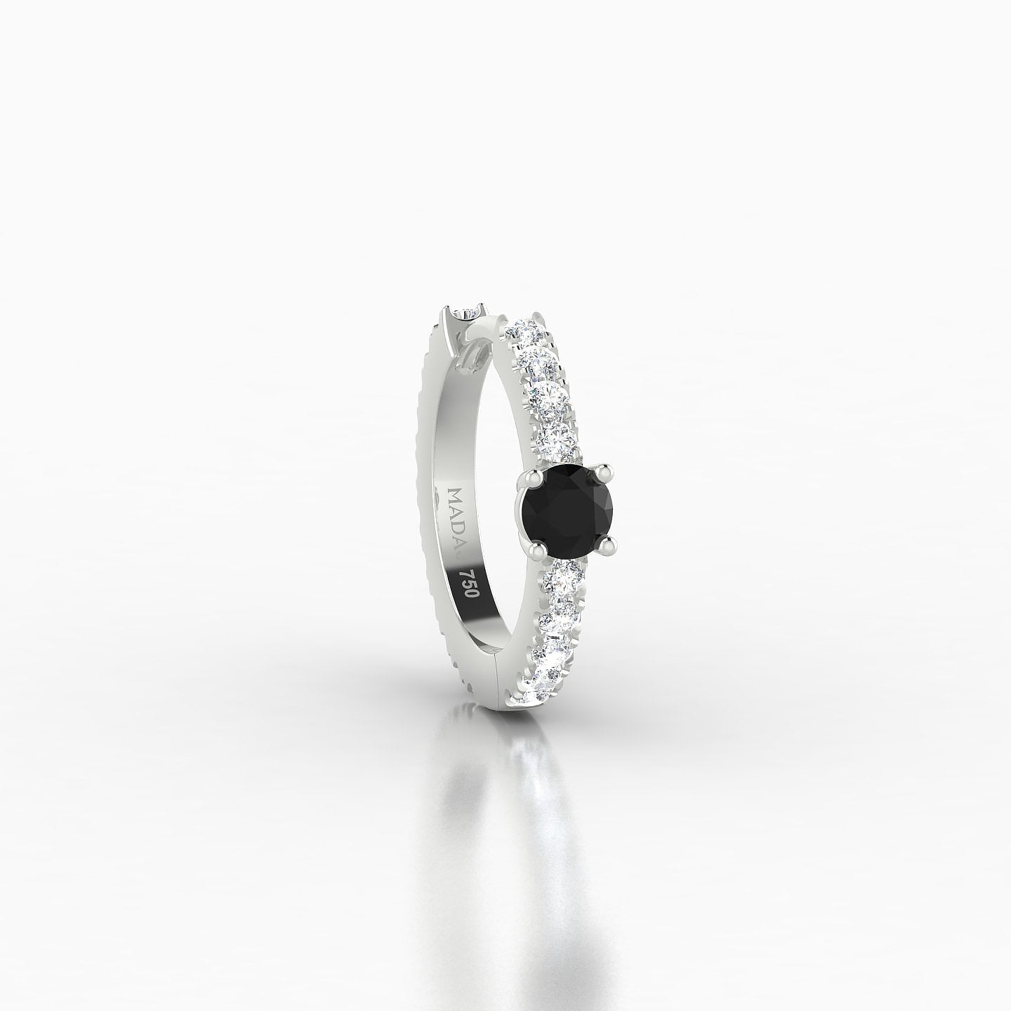 Inanna | 18k White Gold 8 mm Round Black Diamond & Diamond Hoop Piercing