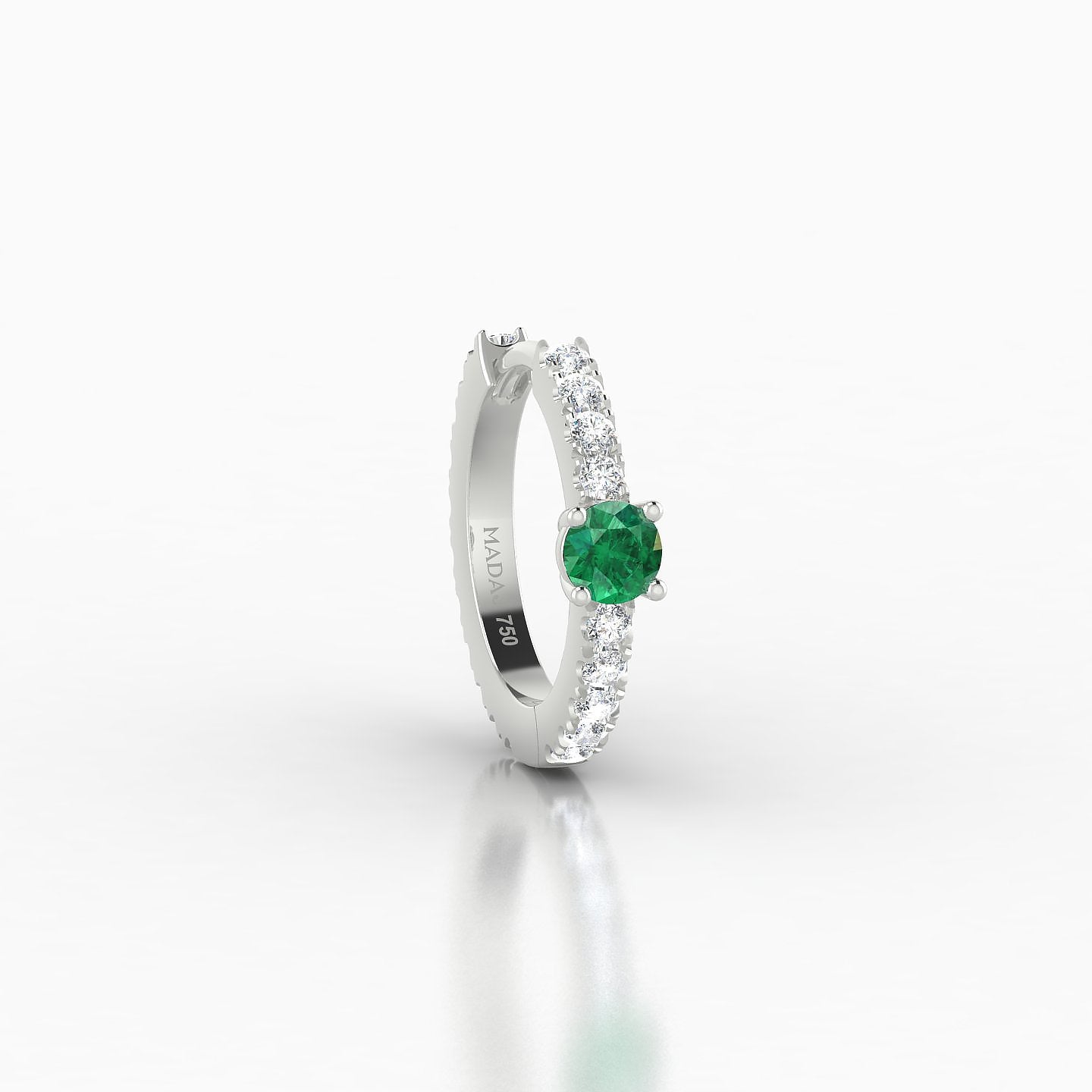 Inanna | 18k White Gold 8 mm Round Emerald & Diamond Hoop Piercing