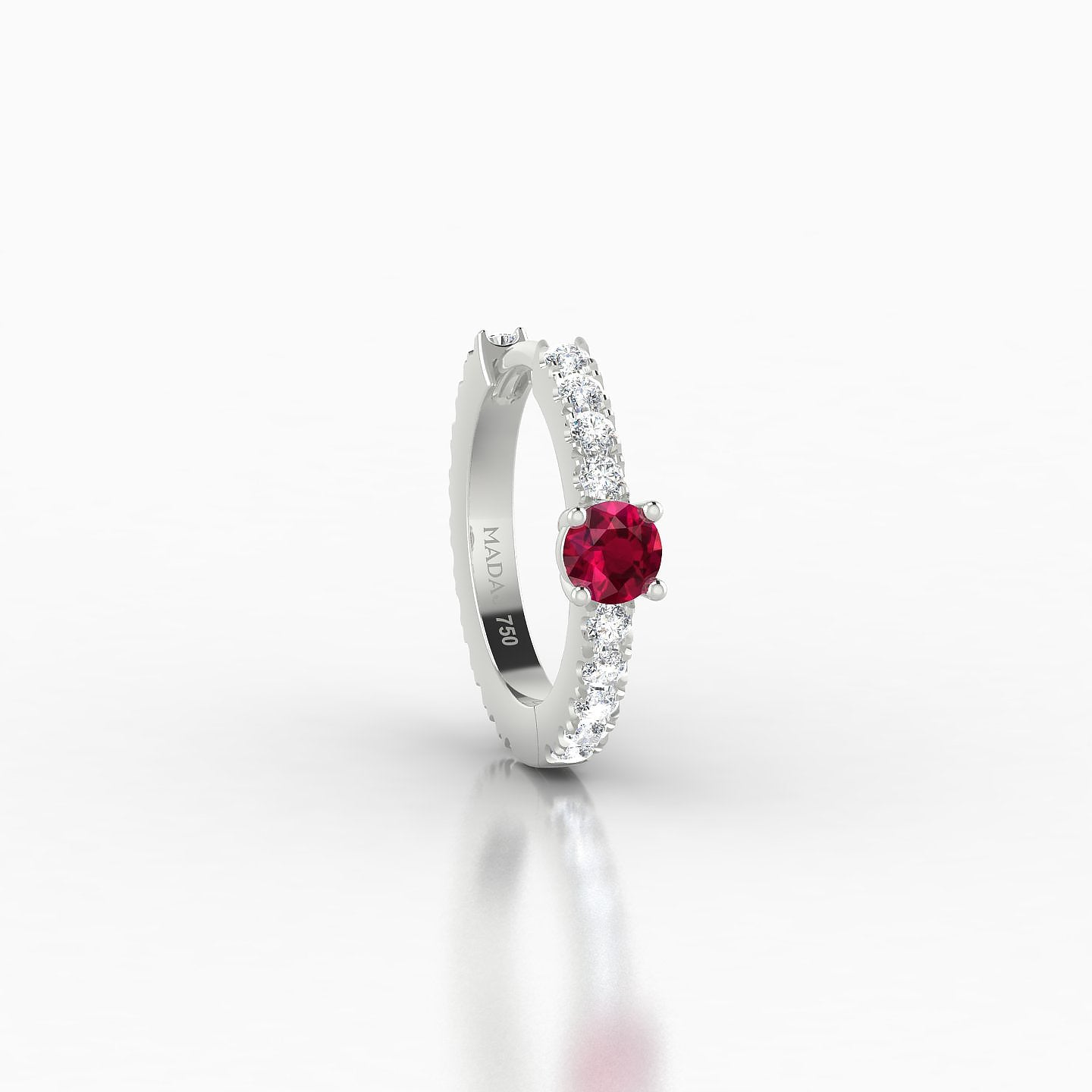 Inanna | 18k White Gold 8 mm Round Ruby & Diamond Hoop Piercing