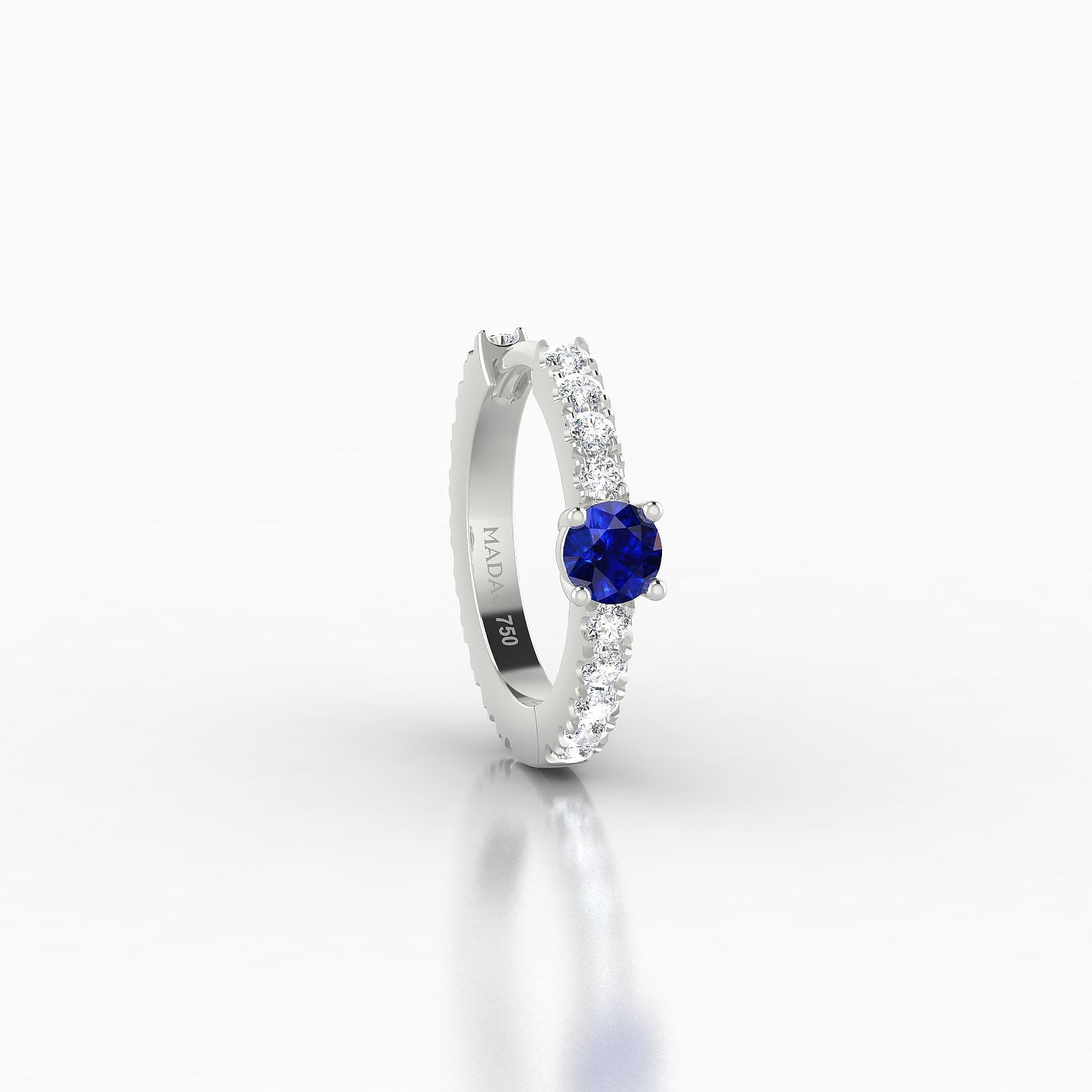 Inanna | 18k White Gold 8 mm Round Sapphire & Diamond Hoop Piercing