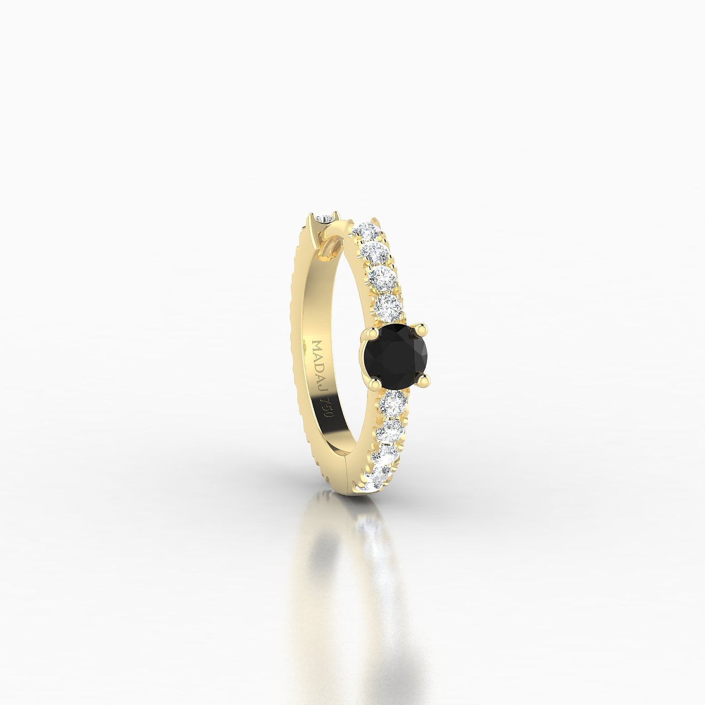 Inanna | 18k Yellow Gold 8 mm Round Black Diamond & Diamond Hoop Piercing