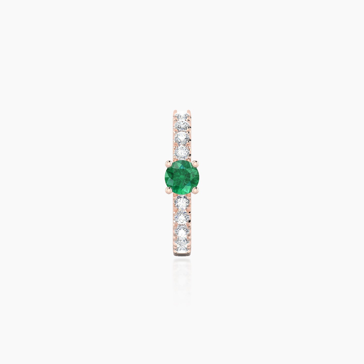 Inanna | 18k Rose Gold 8 mm Round Emerald & Diamond Hoop Piercing