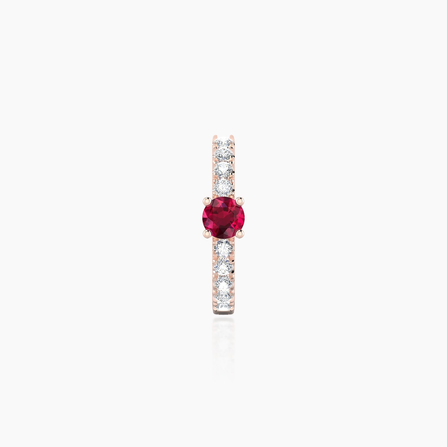 Inanna | 18k Rose Gold 8 mm Round Ruby & Diamond Hoop Piercing