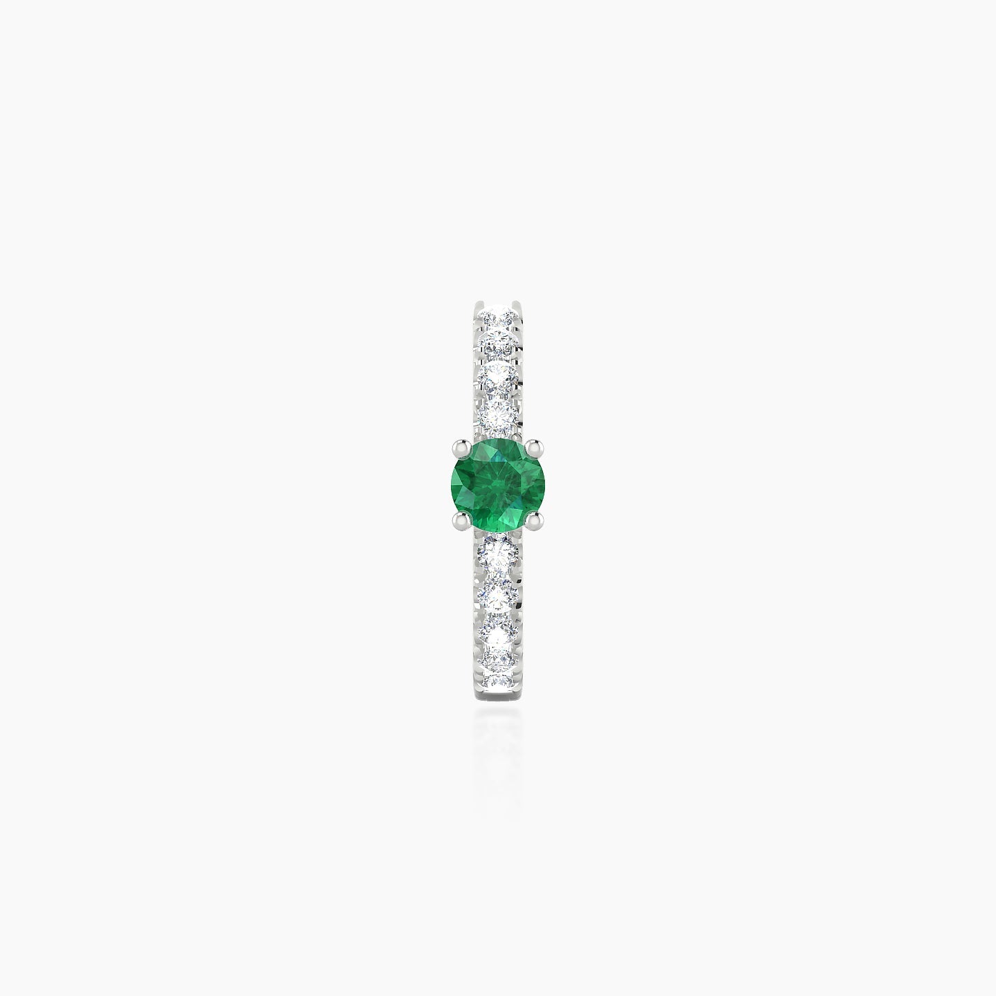 Inanna | 18k White Gold 8 mm Round Emerald & Diamond Hoop Piercing