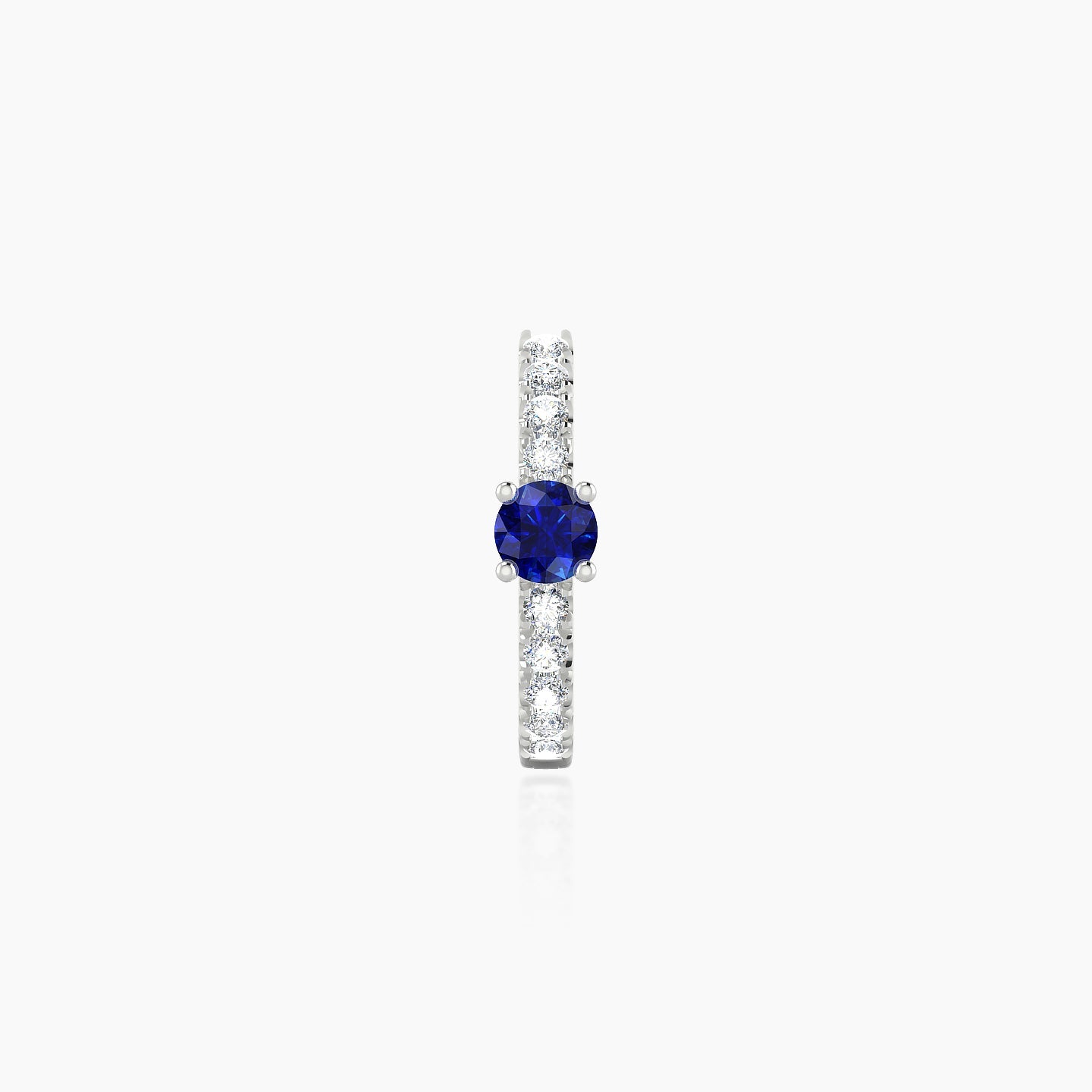 Inanna | 18k White Gold 8 mm Round Sapphire & Diamond Hoop Piercing