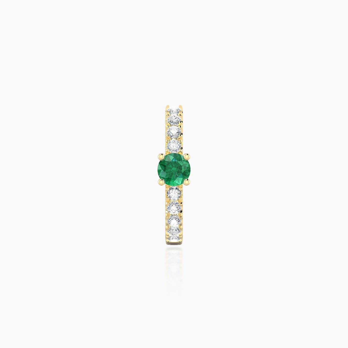 Inanna | 18k Yellow Gold 8 mm Round Emerald & Diamond Hoop Piercing