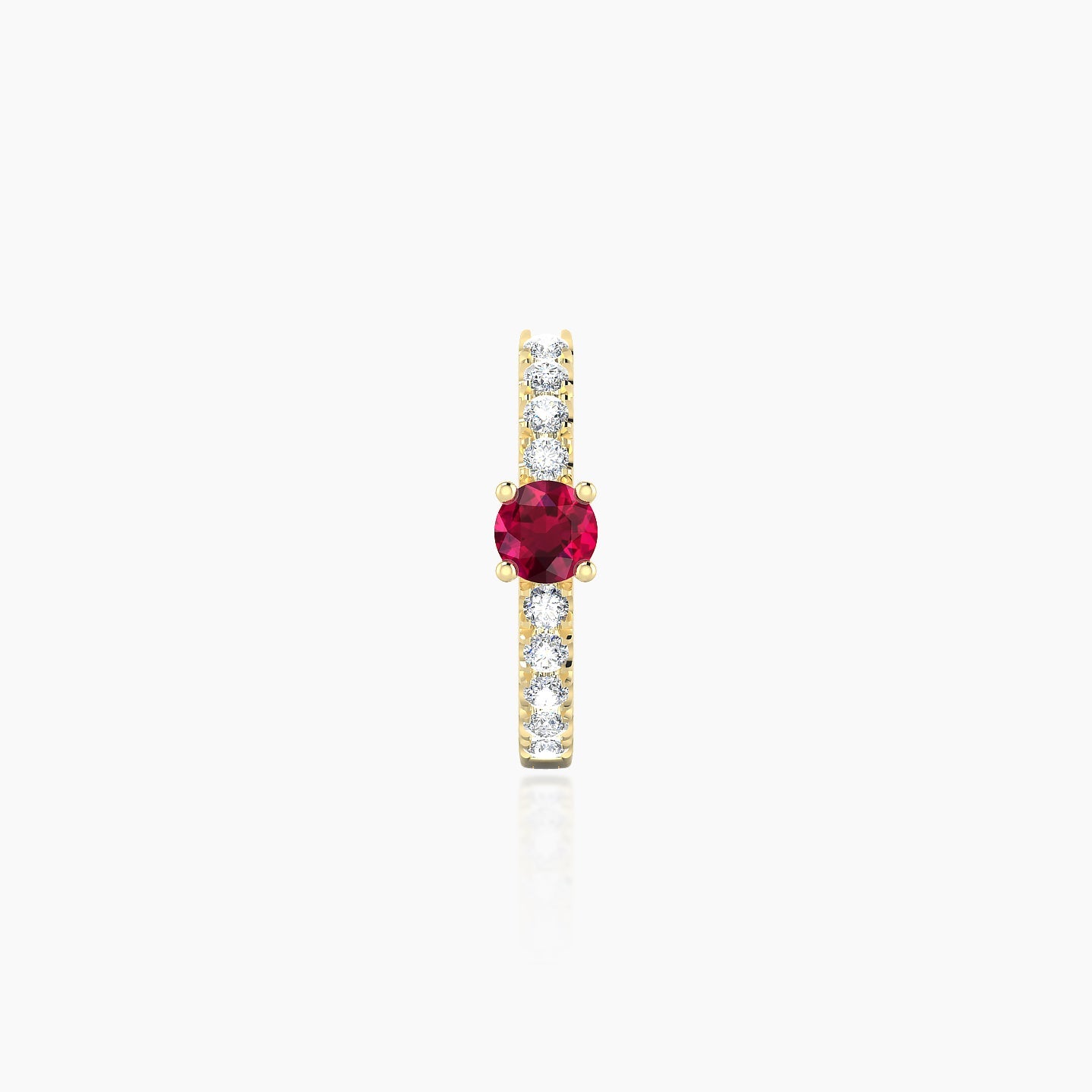 Inanna | 18k Yellow Gold 8 mm Round Ruby & Diamond Hoop Piercing