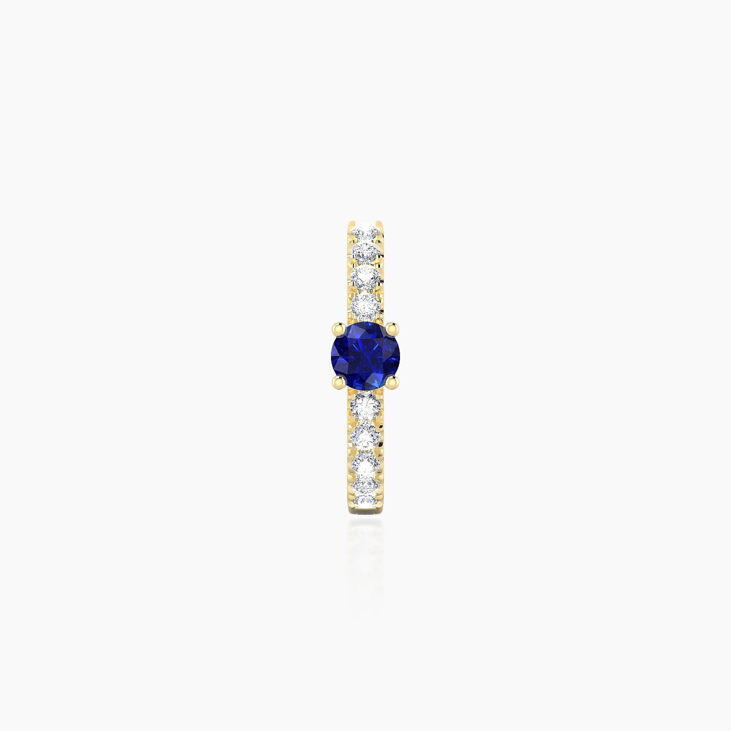 Inanna | 18k Yellow Gold 8 mm Round Sapphire & Diamond Hoop Piercing