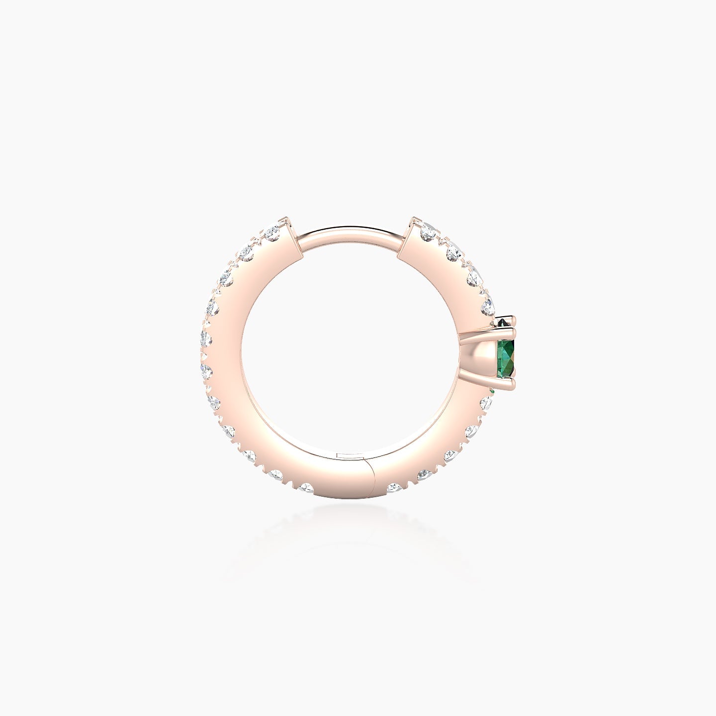 Inanna | 18k Rose Gold 8 mm Round Emerald & Diamond Hoop Piercing