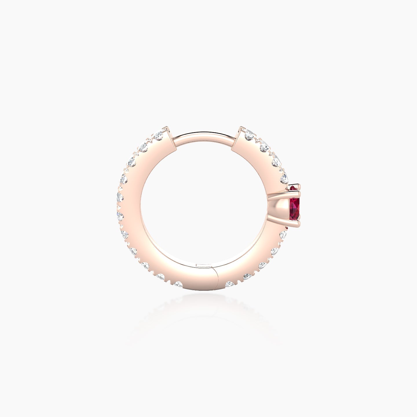 Inanna | 18k Rose Gold 8 mm Round Ruby & Diamond Hoop Piercing