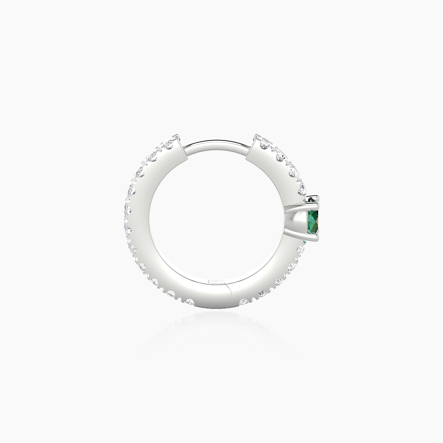 Inanna | 18k White Gold 8 mm Round Emerald & Diamond Hoop Piercing