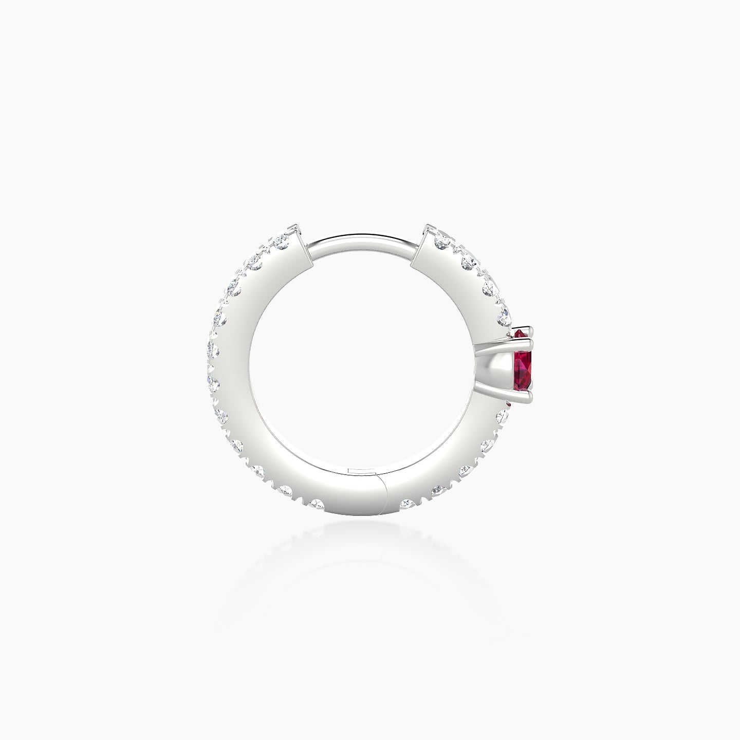 Inanna | 18k White Gold 8 mm Round Ruby & Diamond Hoop Piercing