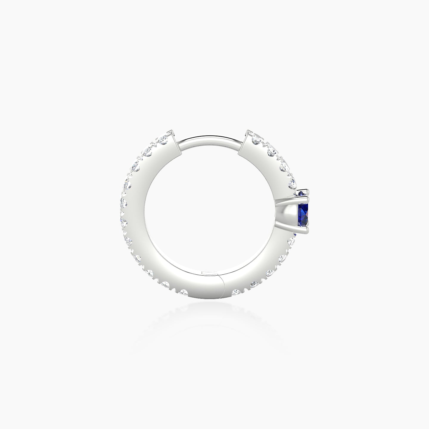 Inanna | 18k White Gold 8 mm Round Sapphire & Diamond Hoop Piercing